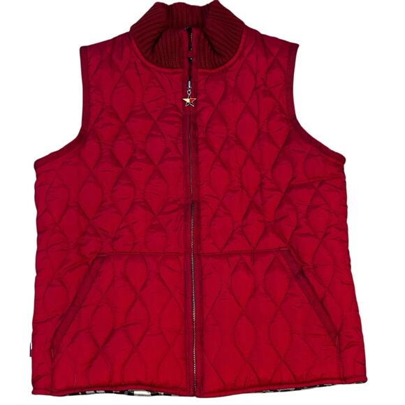 Tommy Hilfiger Women’s Quilted Red Vest Jacket Lightweight Zip Front Size Medium - Picture 1 of 6